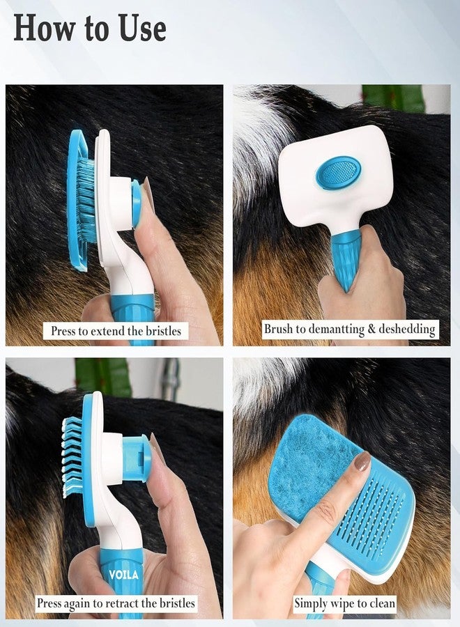 VOILA Pet Grooming Brush for Dogs & Cats, Shedding & Deshedding Tool, Detangling Comb for Long & Short Hair, Easy-to-Clean Hair Remover for Small, Medium, Large Pets, (Pack of 1) Blue - Image 4